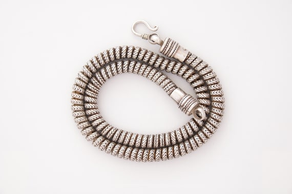Snake Chain Necklace, Vintage Indian Silver Snake