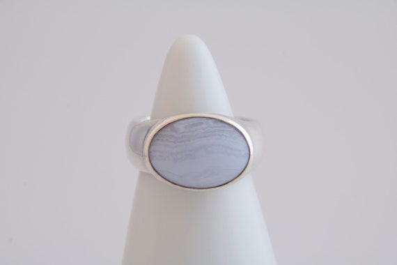 White agate signet ring, Vintage agate silver sign