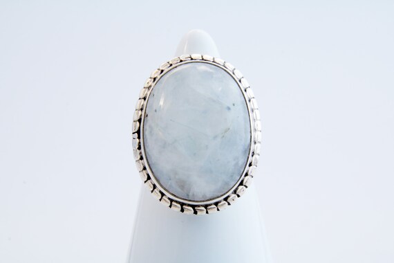 Moonstone statement ring, Oval moonstone and silve