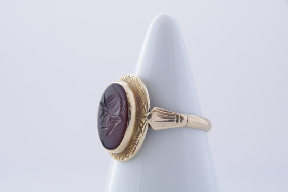 Carnelian Signet Ring, Antique Italian Red Carnel… - image 1