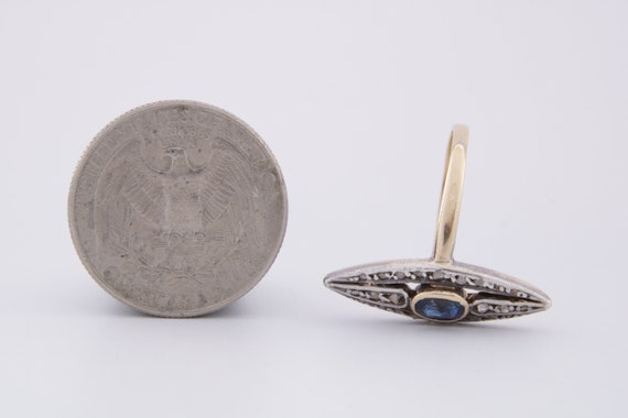 Antique Sapphire Ring, Georgian Rose Cut Diamond … - image 9