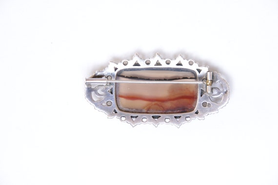 Antique Agate Brooch, Antique Edwardian Agate & S… - image 5