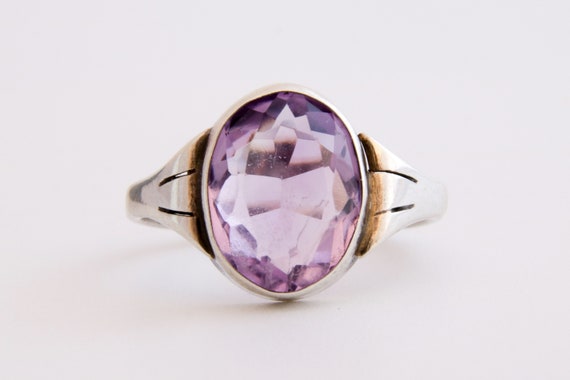 Amethyst Gemstone Ring, Vintage Amethyst and Silve