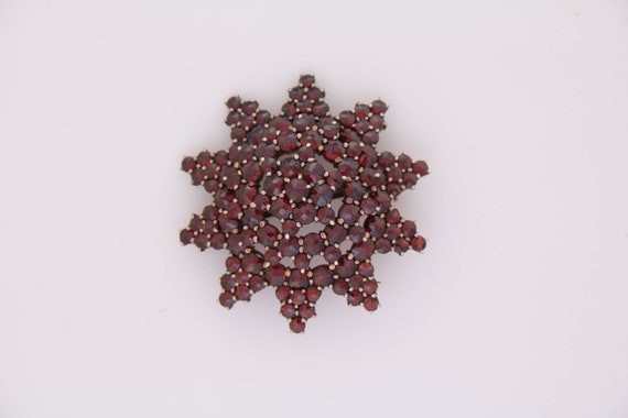 Bohemian Garnet star brooch, Victorian Bohemian Ga
