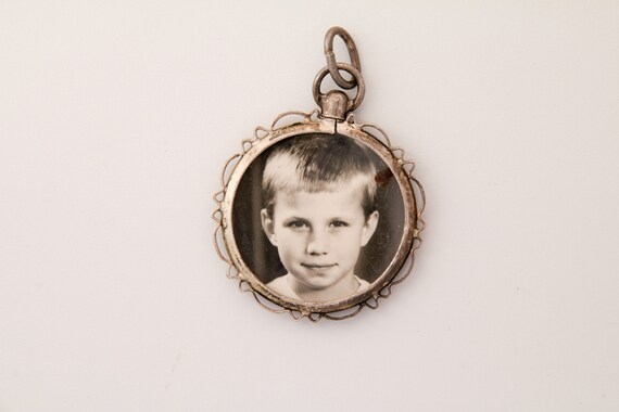 Antique photo locket, Victorian silver photo locke