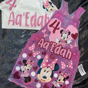 Pink First Birthday Overalls Skirt Denim CUstom