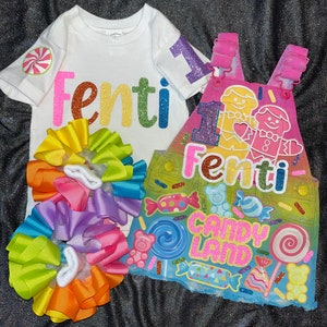 Candy Sweet One Two Sweet Donut Grow Up Cupcake Cotton Candy Donut Birthday Girl Overalls Custom Denim Birthday Outfit