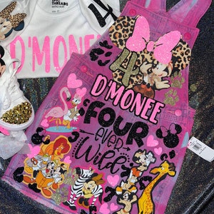 Pink Safari Animal Wild Birthday Overall Skirt Denim Shoes Sold Separate