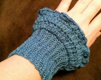 Crochet Wrist Warmers, Steel Blue, Made to order, Gift for Friend, Unique Gift, Handmade