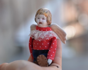 Muñeca de arcilla polimérica - Juguete de ángel - Mini muñeca - Pequeño juguete - Porcelainrace - Muñeca hecha a mano - Escultura blanda - Muñeca de arte - Muñeca móvil