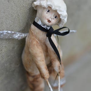 Spun cotton decor ornament - Children room decoration - Christmas decor - Vintage Christmas - Woodland animal - Strange doll - Hand made.