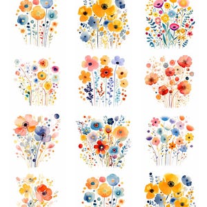 Whimsical Flowers -  Ceramic Decals- Enamel Decal  - Glass Decal- 72339