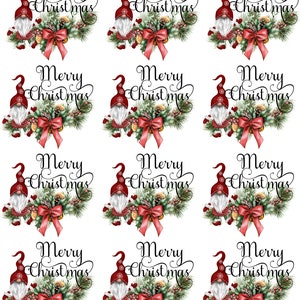 Merry Christmas Gnome  - Ceramic Decals- Enamel Decal - Fusible Decal - Glass Fusing Decal ~ Waterslide Decal - 99577