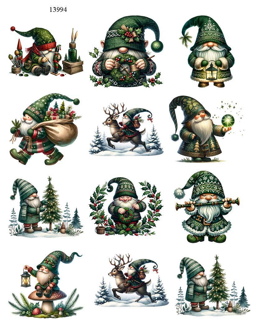 Christmas Gnomes - Ceramic Decals- Enamel Decal - Glass Decal- 13994