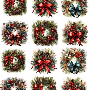 Merry Christmas Wreaths -  Ceramic Decals- Enamel Decal - Fusible Decal - Glass Fusing Decal ~ Waterslide Decal - 44478