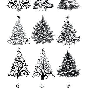 Luxury Christmas Trees  ~ Ceramic Decal - Glass Decal ~LEAD FREE & Food Safe ~ Enamel Decal ~ Waterslide Decal - 54406