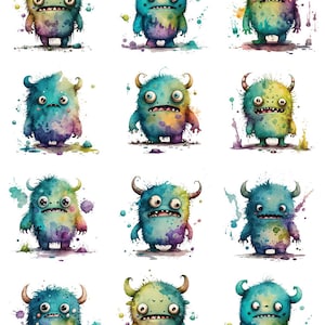 Cute Little Monsters -  Ceramic Decals- Enamel Decal - Fusible Decal - Glass Fusing Decal ~ Waterslide Decal - 54903