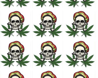Calavera con sombrero rastafari de marihuana - Calcomanías de cerámica - Calcomanía de esmalte - Calcomanía de vidrio - 73733