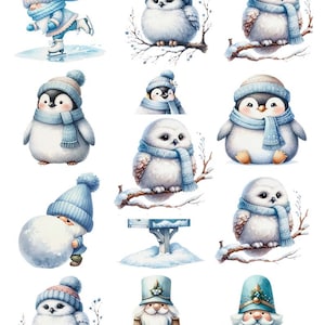 Whimsical Winter Blue- Ceramic Decals- Enamel Decal  - Glass Fusing Decal ~ Waterslide Decal - 24734