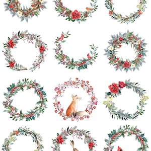 Woodland Christmas Wreathes ~ Ceramic Decal - Glass Decal ~LEAD FREE & Food Safe ~ Enamel Decal ~ Waterslide Decal - 94227