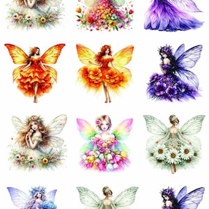 Beautiful Flowers Fairy-  Ceramic Decal - Glass Decal ~LEAD FREE & Food Safe ~ Enamel Decal- 91672