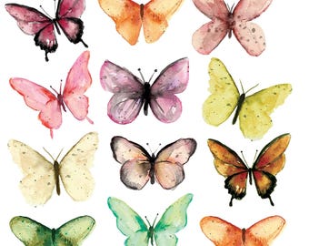 Watercolor Butterflies Galore - Ceramic Decals- Enamel Decal  - Glass Decal- 77923
