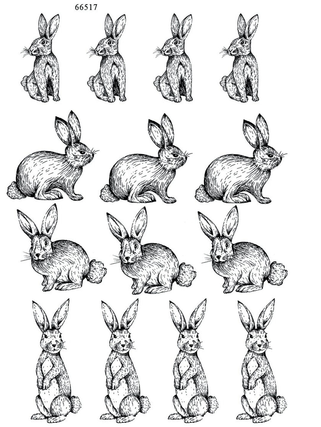 Hand Drawn Rabbits - Bunny - Easter - Ceramic Decals- Enamel Decal ...