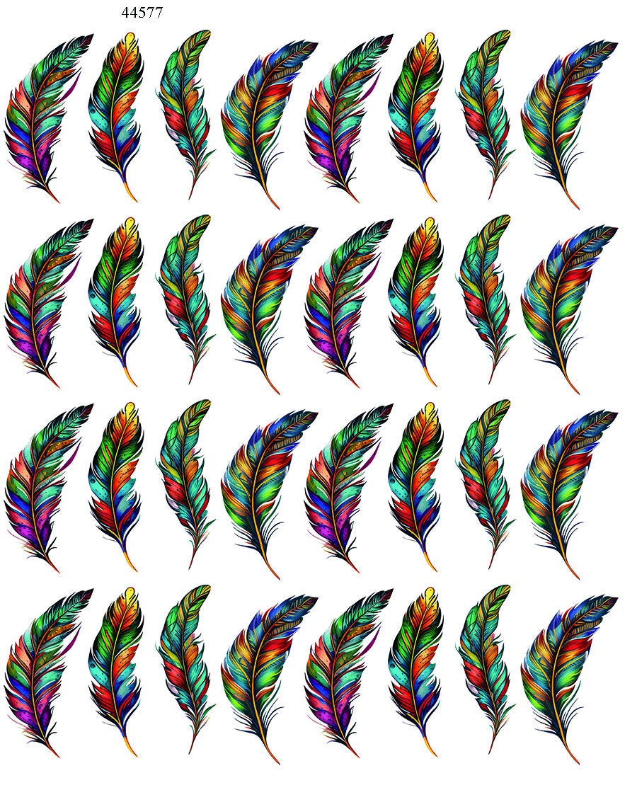 Colourful Feathers Glass Fusing Decal 22 x 22cm