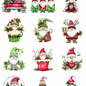 Cute Christmas Gnome-  Ceramic Decal - Glass Decal ~LEAD FREE & Food Safe ~ Enamel Decal ~ Waterslide Decal - 58469