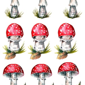 Red Cap Mushrooms - Cute but Poisonous - Ceramic Decals- Enamel Decal  - Glass Decal- 85134