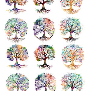 Colorful Tree of Life - Ceramic Decals- Enamel Decal  - Glass Fusing Decal ~ Waterslide Decal - 35517