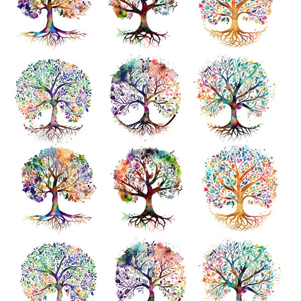 Colorful Tree of Life - Ceramic Decals- Enamel Decal - Fusible Decal - Glass Fusing Decal ~ Waterslide Decal - 35517