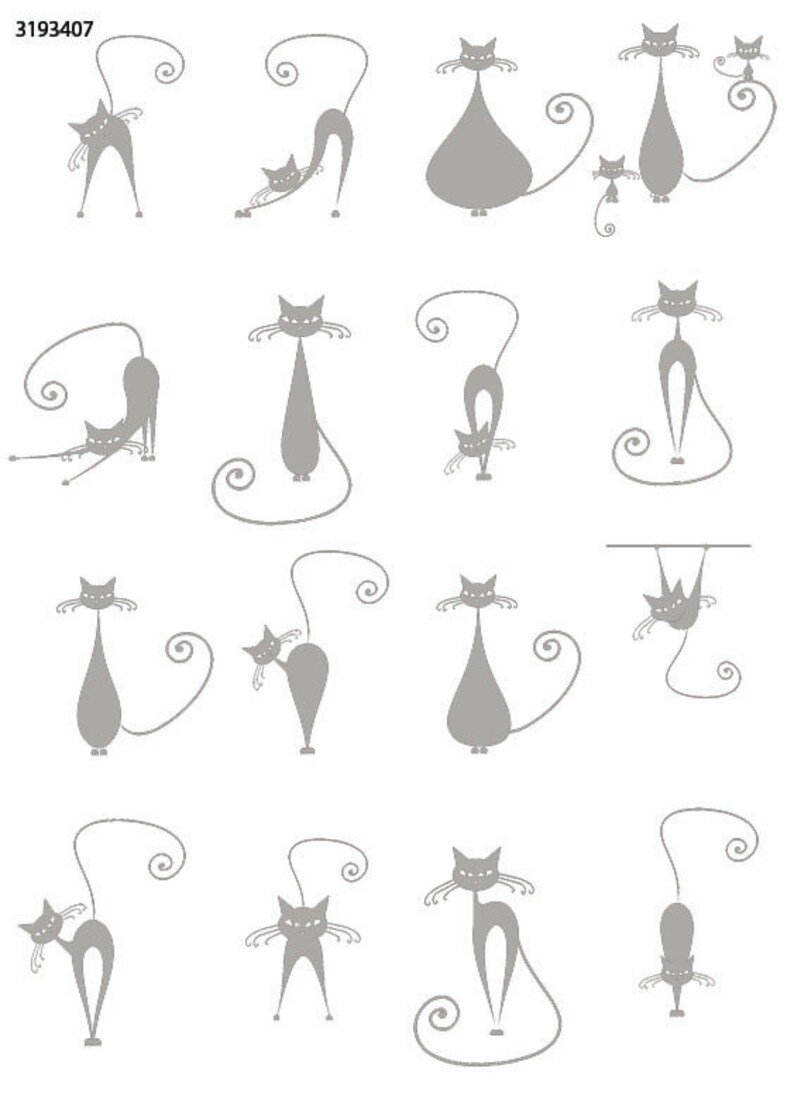 Cats in Style Ceramic Decals Enamel Decal Fusible Decal Etsy
