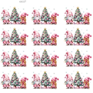 Pink Christmas Gnomes - Christmas -  Ceramic Decals- Enamel Decal - Fusible Decal - Glass Fusing Decal ~ Waterslide Decal - 64117