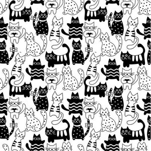 Poka Dot Cartoon Cats - Seamless - Ceramic Decals- Enamel Decal - Fusible Decal - Glass Fusing Decal ~  Seamless - Waterslide Decal - 48348