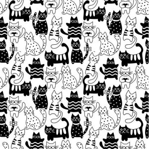 Poka Dot Cartoon Cats - Ceramic Decals- Enamel Decal - Fusible Decal - Glass Fusing Decal ~ Waterslide Decal - 48348