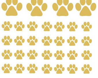 Gold Dog Paws ~ Real Yellow Gold - Choose Ceramic or Glass Decal  - Low Fire - Fusible Glass ~ 66532