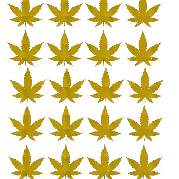 Real 22 K Gold Marijuana Leaf  - Ceramic Decals- Enamel Decal - -Glass Fusing Decal ~ Waterslide Decal - 81001 YellowGold