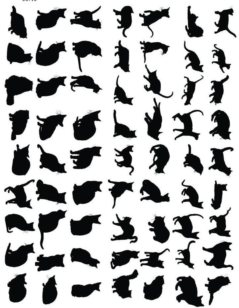 Black Cats Silhouette Ceramic Decals Enamel Decal Fusible Etsy