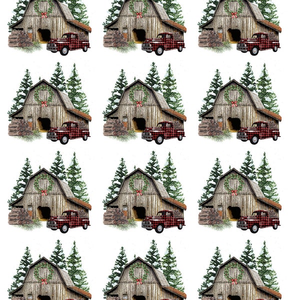 Rustic Barn - Christmas - Winter - Ceramic Decals- Enamel Decal - Fusible Decal - Glass Fusing Decal ~ Waterslide Decal - 11293