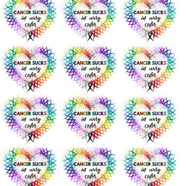 Cancer Sucks In Every Color -  Ceramic Decals- Enamel Decal - Fusible Decal - Glass Fusing Decal ~ Waterslide Decal - 58013