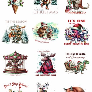 Animal Christmas -  Ceramic Decal - Glass Decal ~LEAD FREE & Food Safe ~ Enamel Decal ~ Waterslide Decal - 56372