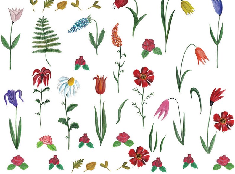 My Garden Flowers Ceramic Decals Enamel Decal Fusible Decal Glass Fusing Decal Waterslide Decal 70035 image 1