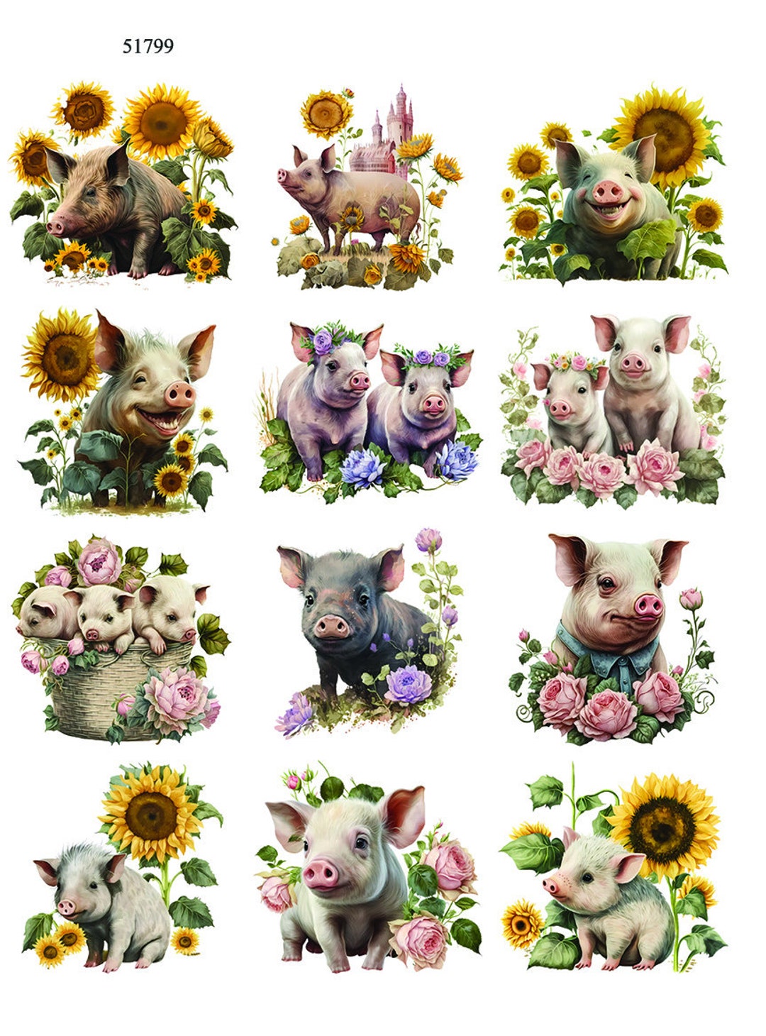 I Love Pigs Ceramic Decals Enamel Decal Glass Fusing Decal Waterslide Decal 51799 Etsy