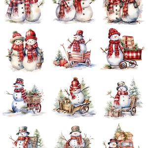 Christmas Snowmen - Snowman - Ceramic Decals- Enamel Decal - Fusible Decal - Glass Fusing Decal ~ Waterslide Decal - 47927