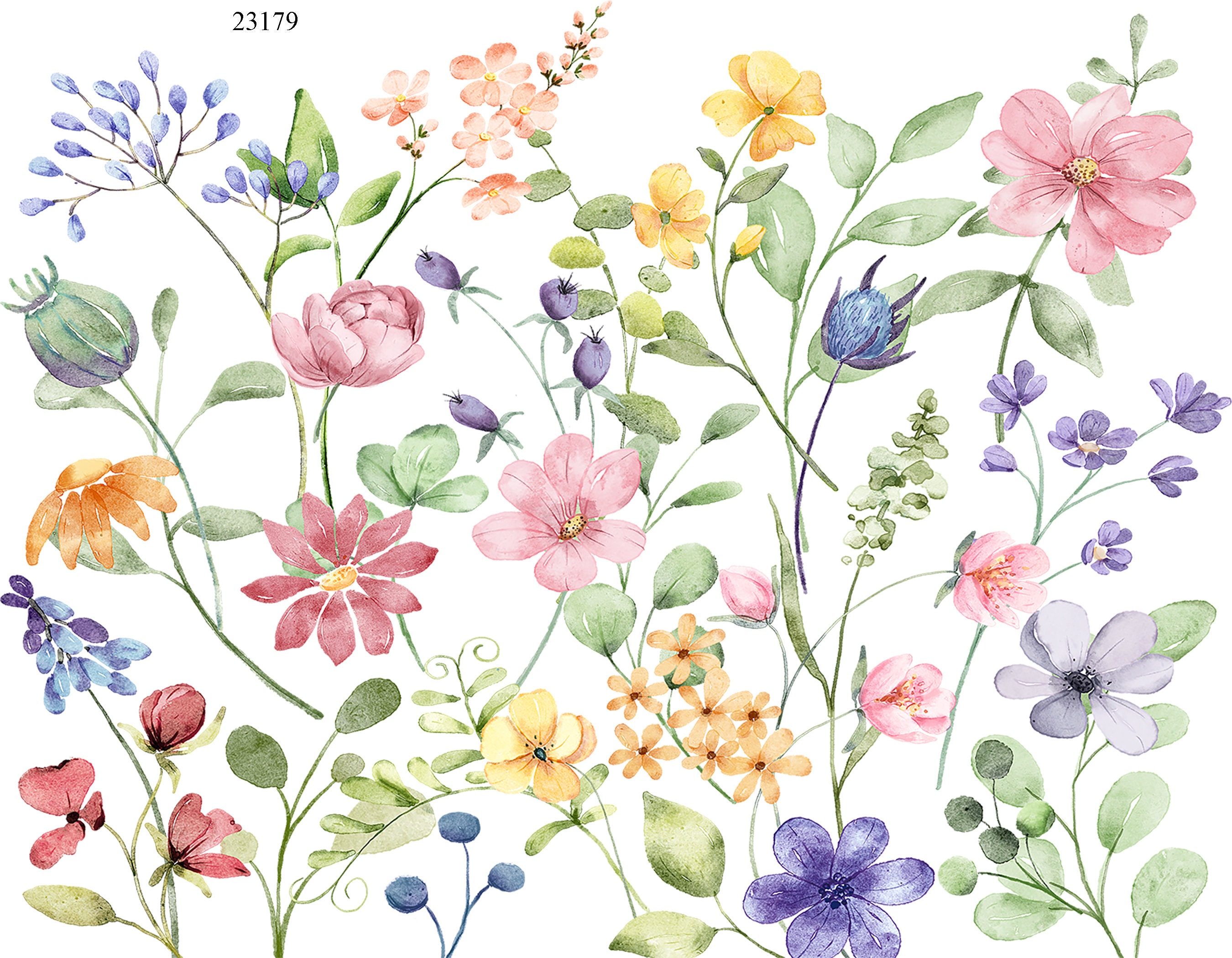 Wild Flowers - Ceramic Decals- Enamel Decal - Glass Decal- 23179