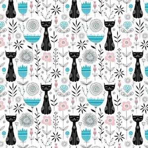 Black Cats and Flowers - Ceramic Decals- Enamel Decal  - Glass Decal- 68555
