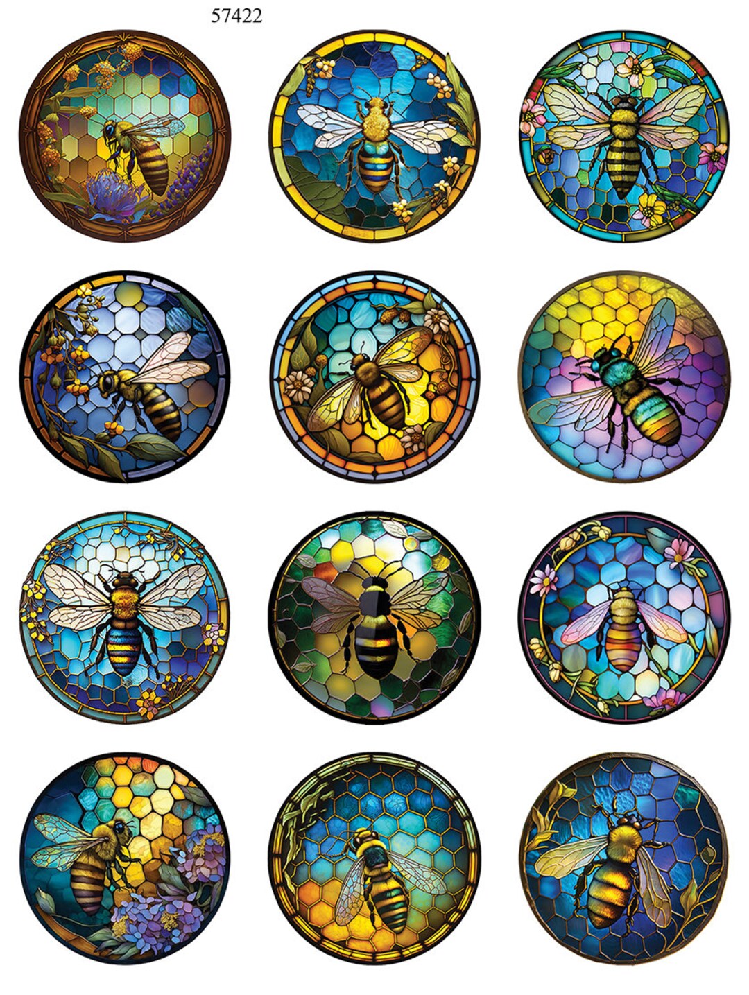 Stained Glass Bees Ceramic Decals Enamel Decal Fusible Decal Glass