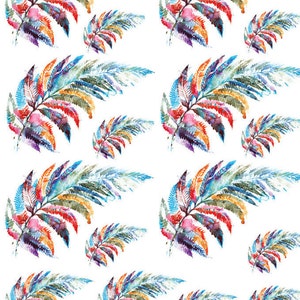 Fancy Color Feathers - Ceramic Decals- Enamel Decal - Fusible Decal - Glass Fusing Decal ~ Waterslide Decal - 85090