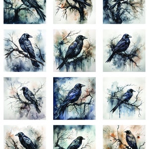 Majestic Ravens ~ Ceramic Decal - Glass Decal ~LEAD FREE & Food Safe ~ Enamel Decal ~ Waterslide Decal - 38712